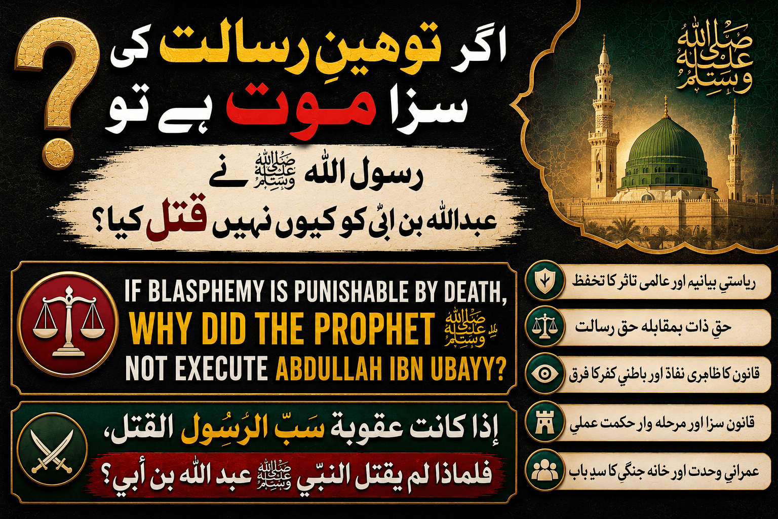 If Blasphemy Is Punishable by Death, Why Did the Prophet ﷺ Not Execute Abdullah ibn Ubayy?